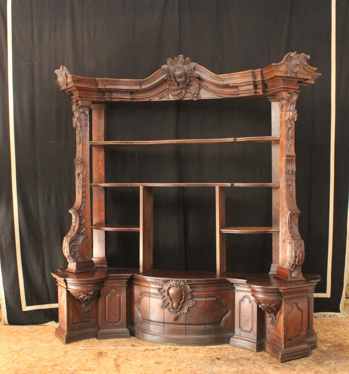 Important Oak Bookcase (2/2), Louis XV, Reused From The 18th Century 