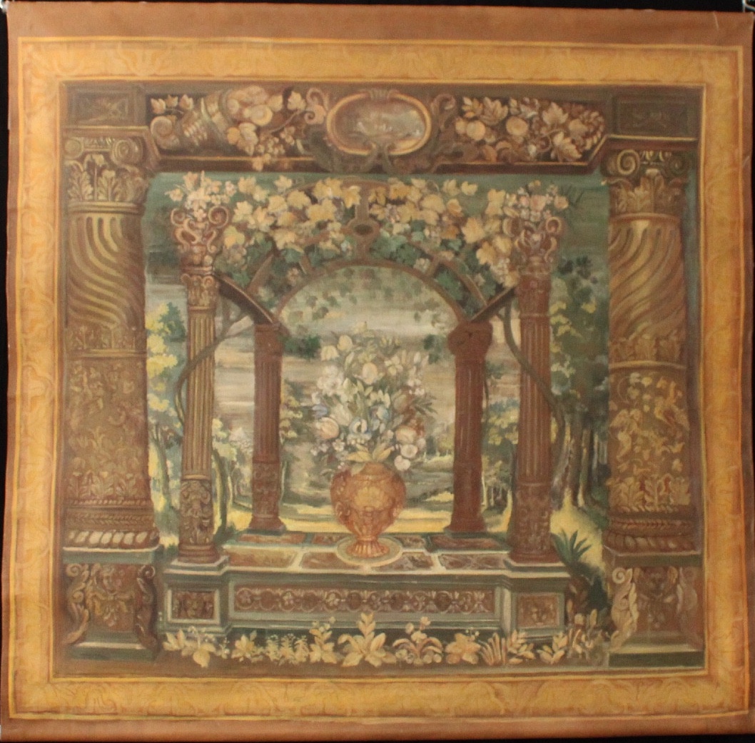 Canvas Painted After A 17th Century Antwerp Tapestry