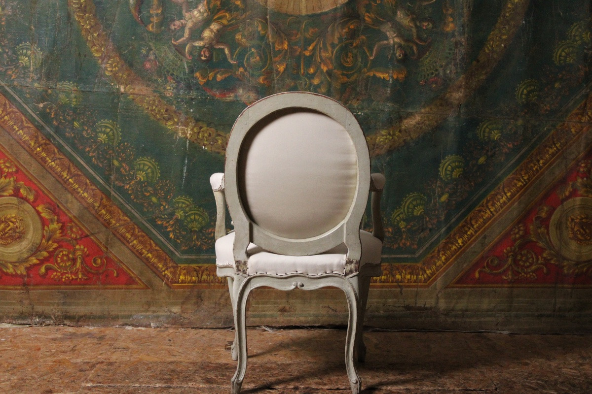 Carved And Painted Beech Armchair, Stamped Tilliard, 18th Century, Circa 1770-photo-3