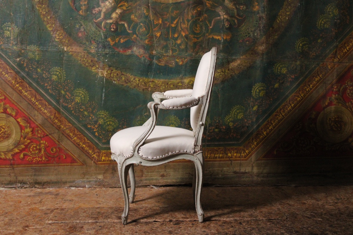 Carved And Painted Beech Armchair, Stamped Tilliard, 18th Century, Circa 1770-photo-4