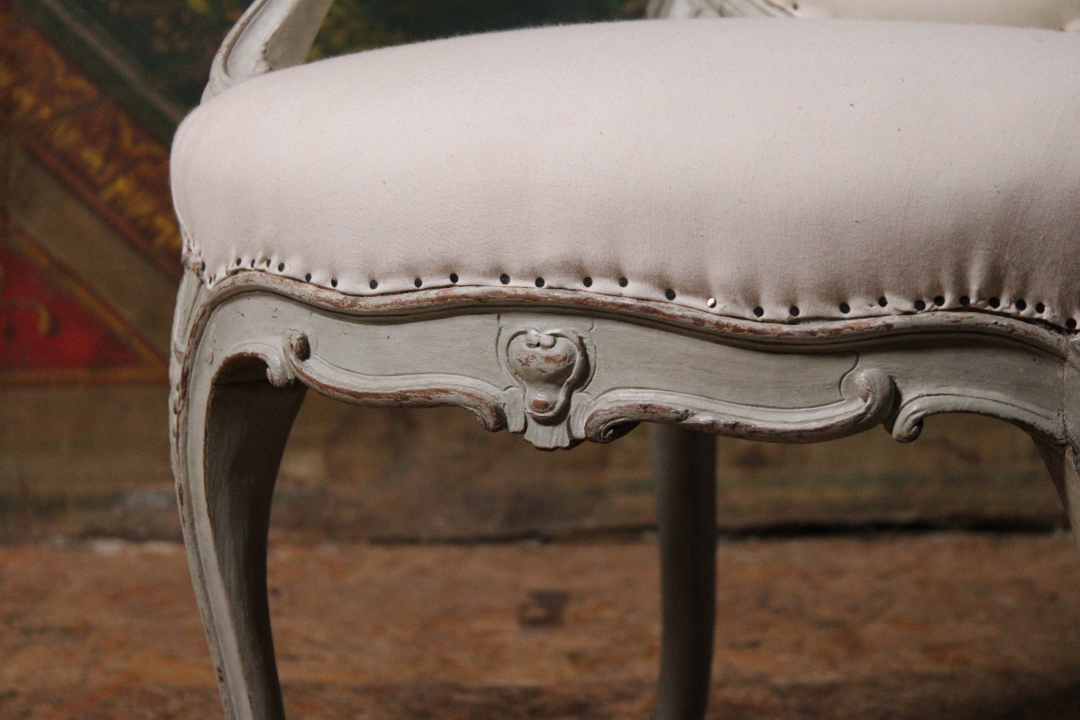 Carved And Painted Beech Armchair, Stamped Tilliard, 18th Century, Circa 1770-photo-1