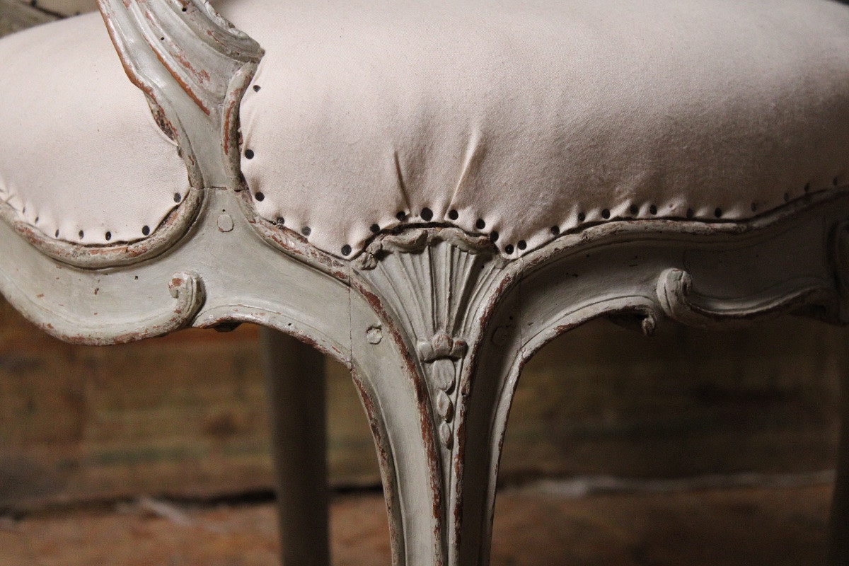 Carved And Painted Beech Armchair, Stamped Tilliard, 18th Century, Circa 1770-photo-2