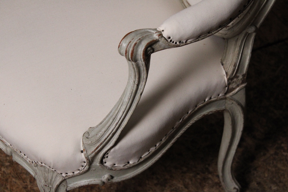 Carved And Painted Beech Armchair, Stamped Tilliard, 18th Century, Circa 1770-photo-3