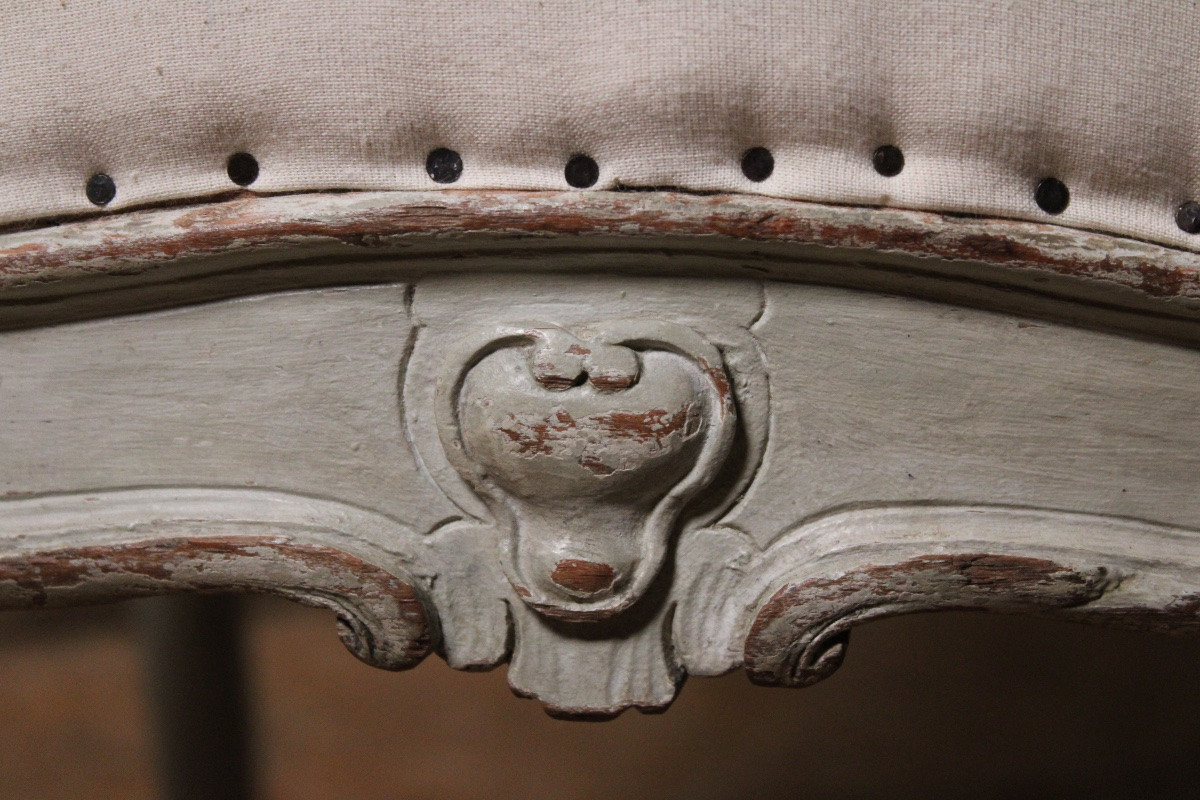 Carved And Painted Beech Armchair, Stamped Tilliard, 18th Century, Circa 1770-photo-6