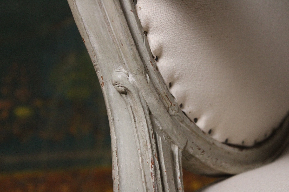 Carved And Painted Beech Armchair, Stamped Tilliard, 18th Century, Circa 1770-photo-7