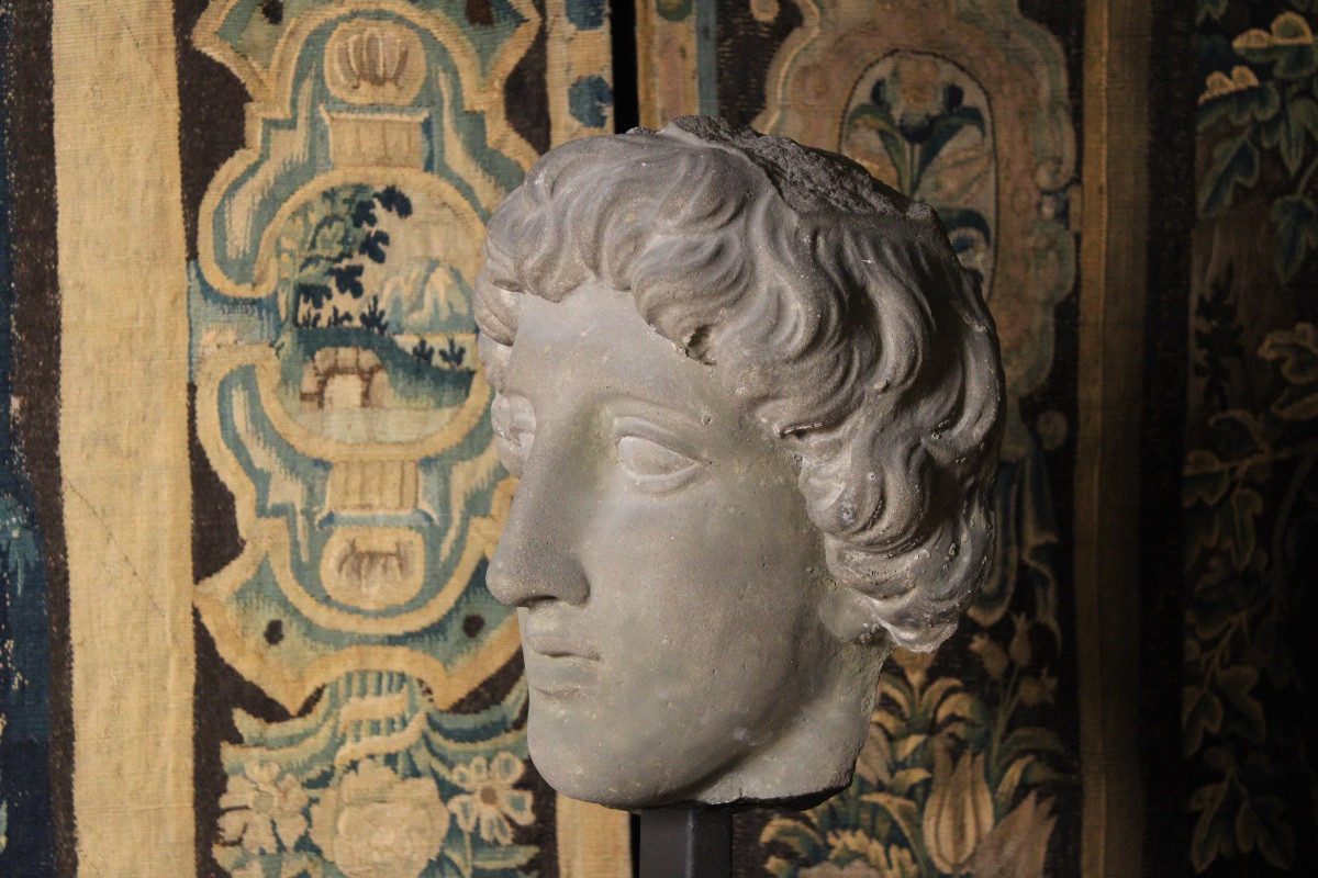  Neoclassical Male Head In Sandstone, 20th Century-photo-3