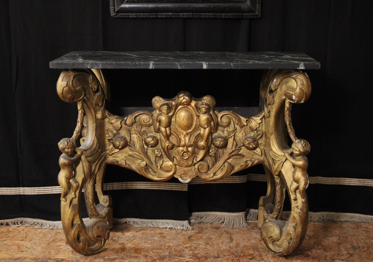 Console italienne, bois doré XXe siècle -photo-2