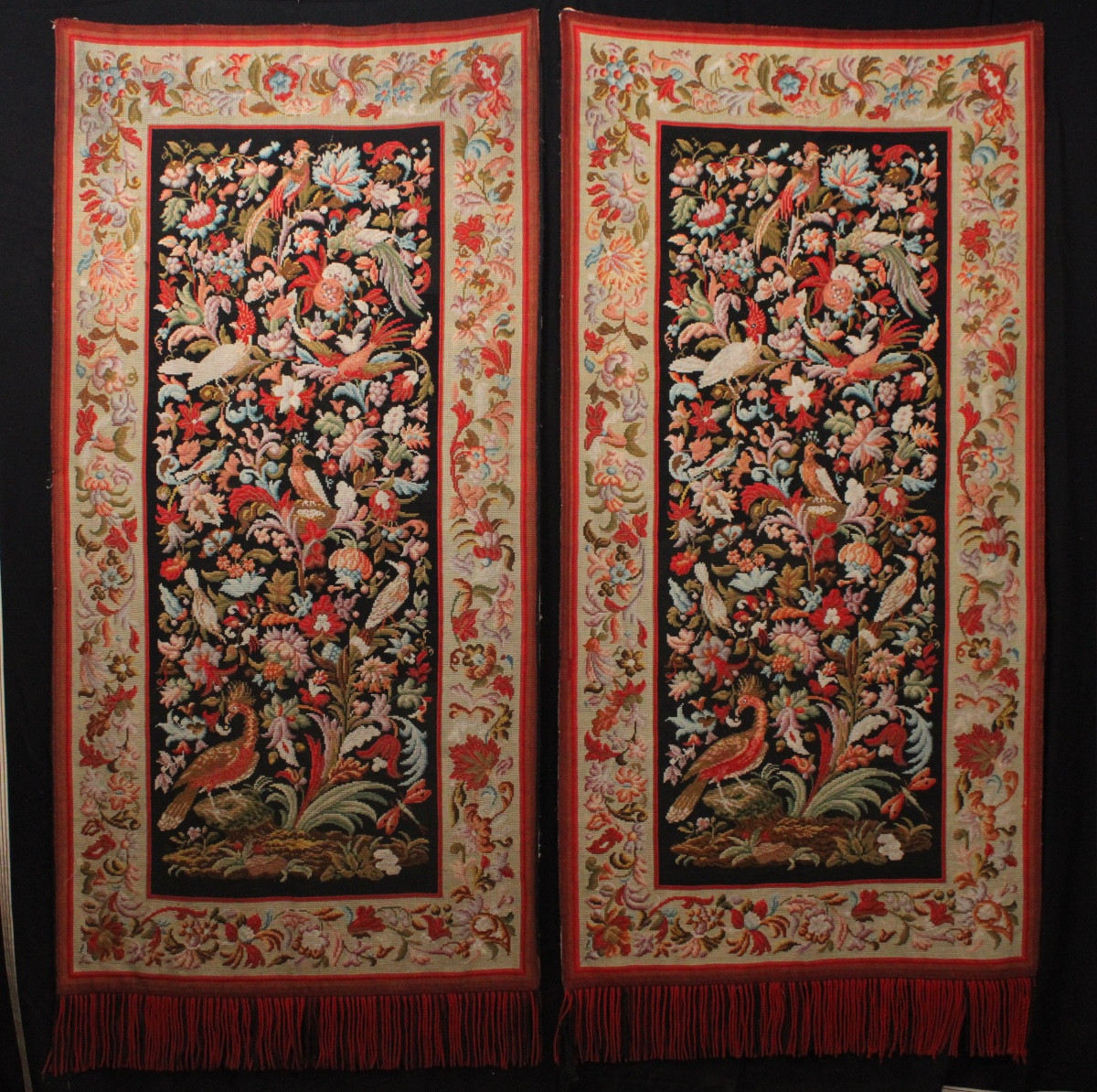 Pair Of Needlepoint Tapestries, 20th Century