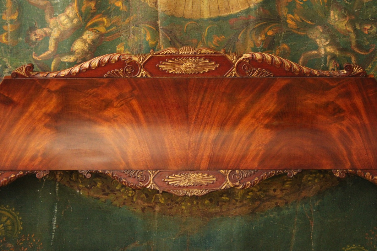 Russian Bench In Mahogany And Gilt Wood, Circa 1820-1830-photo-2
