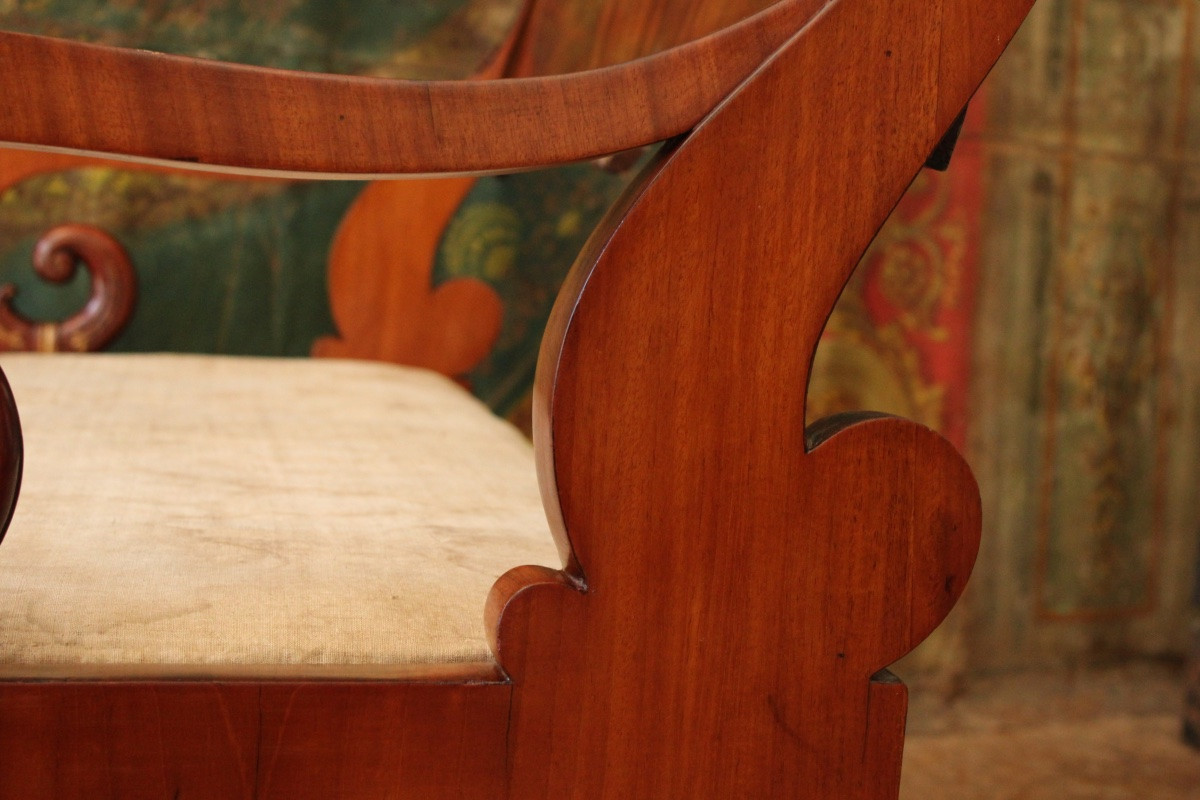 Russian Bench In Mahogany And Gilt Wood, Circa 1820-1830-photo-4