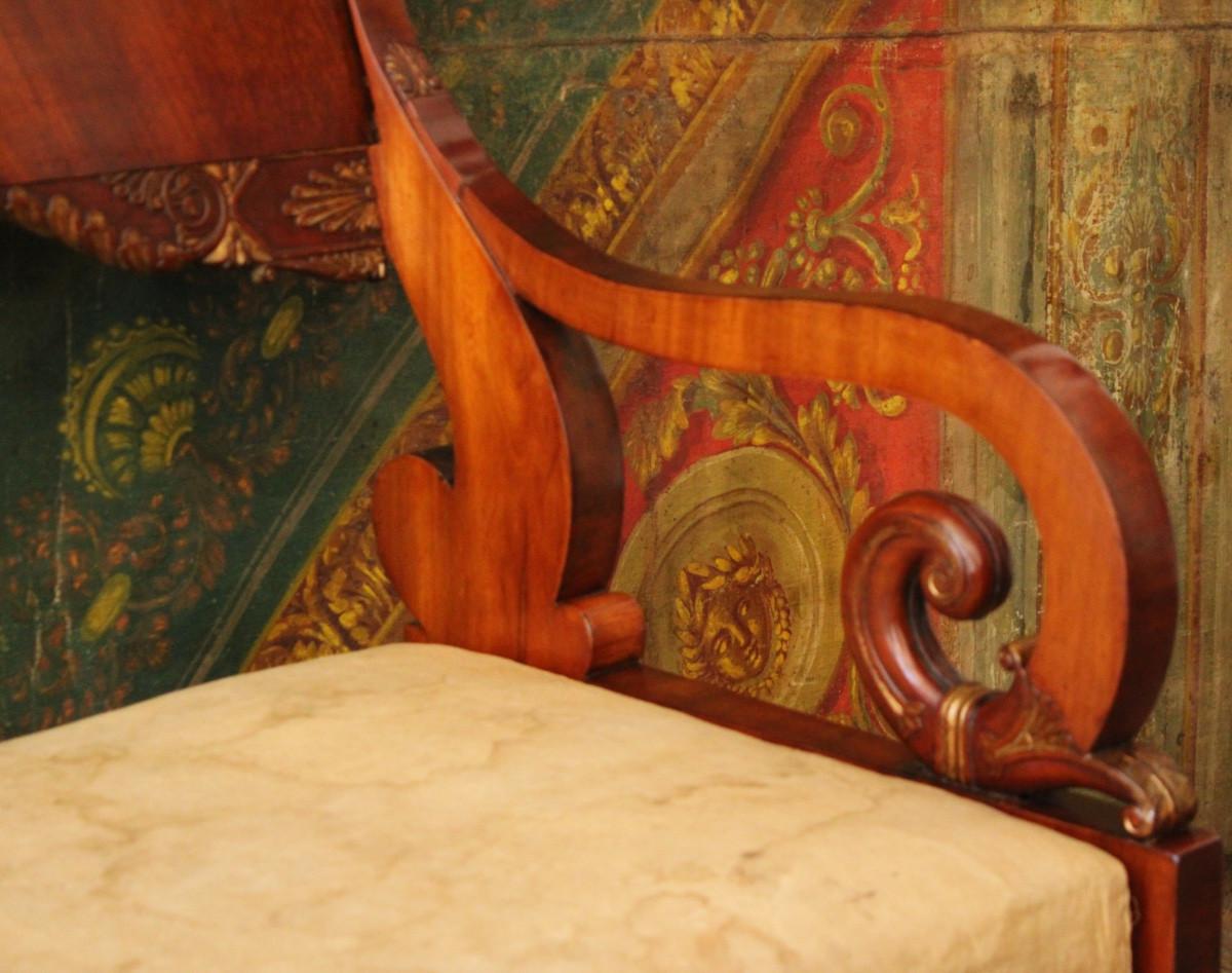 Russian Bench In Mahogany And Gilt Wood, Circa 1820-1830-photo-5