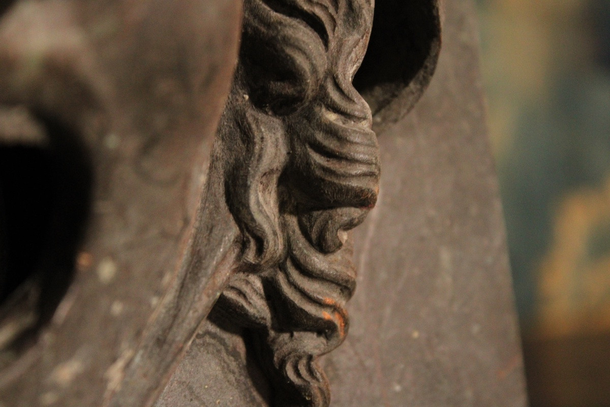 Bouche de fontaine en bronze, mascaron XIXe s-photo-6