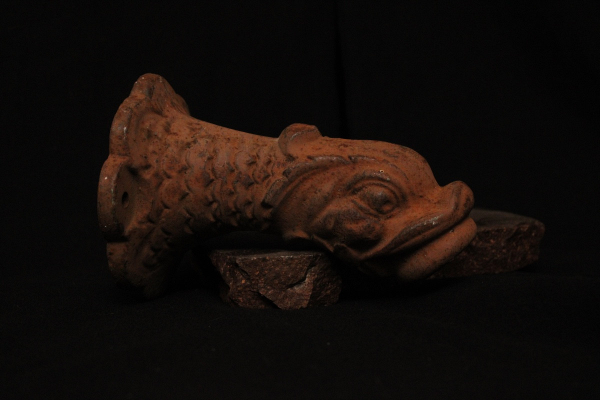  Cast Iron Dolphin Fountain Spout/spout, 19th-20th Century