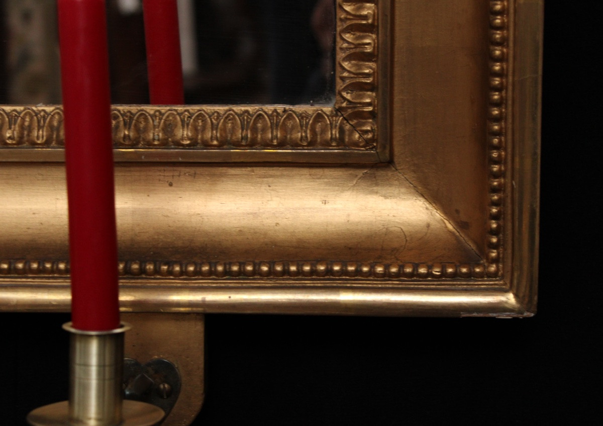  Paire de miroirs girandoles en bois doré, Suède, XIXe s vers 1830-photo-4