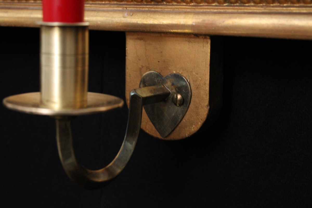  Paire de miroirs girandoles en bois doré, Suède, XIXe s vers 1830-photo-5