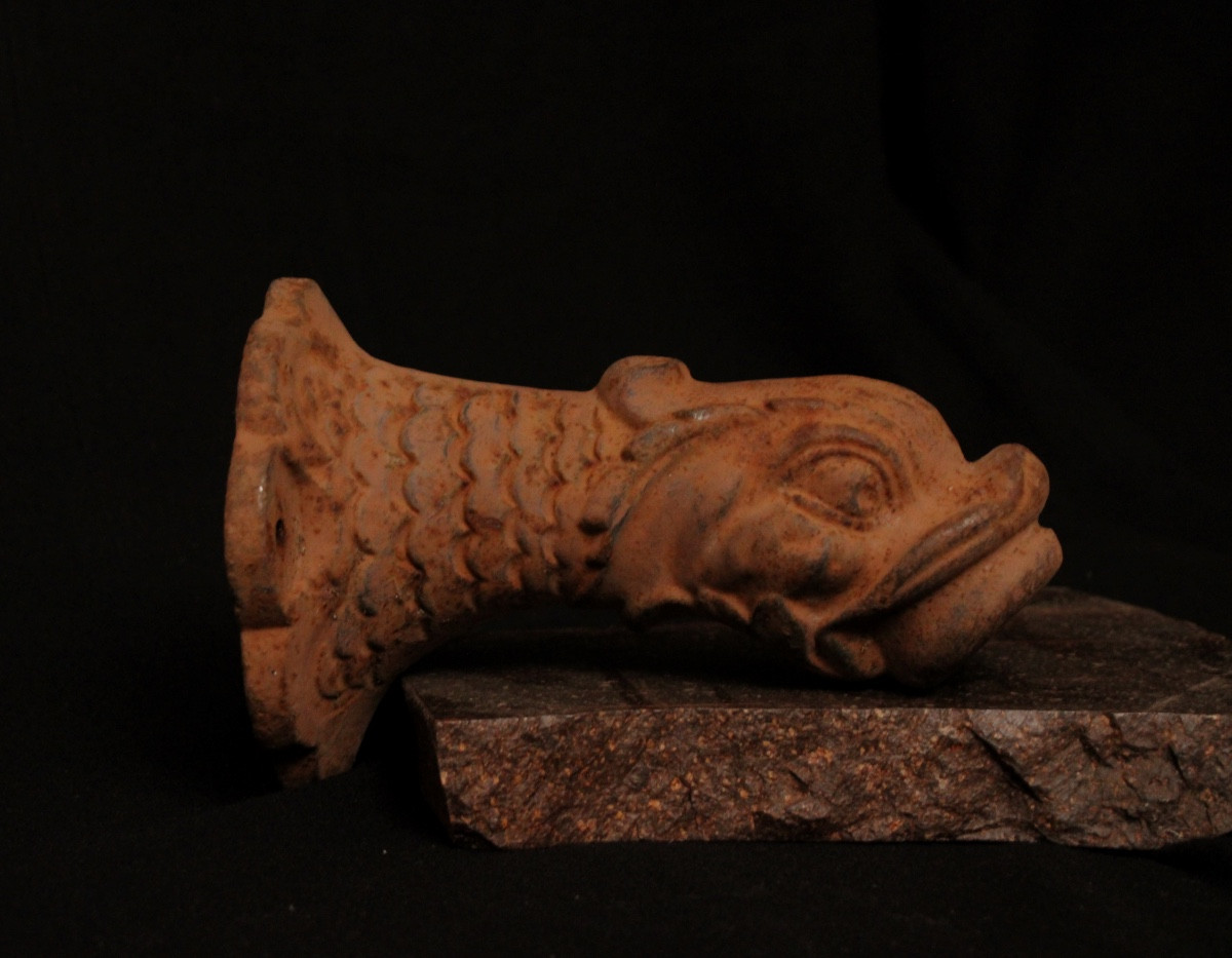 Cast Iron Dolphin Fountain Spout/spout, 19th-20th Century