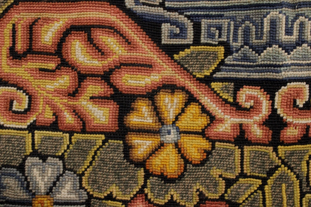  Paire de tapisseries au point, décor végétal habité par des oiseaux, Angleterre début XXe s-photo-3