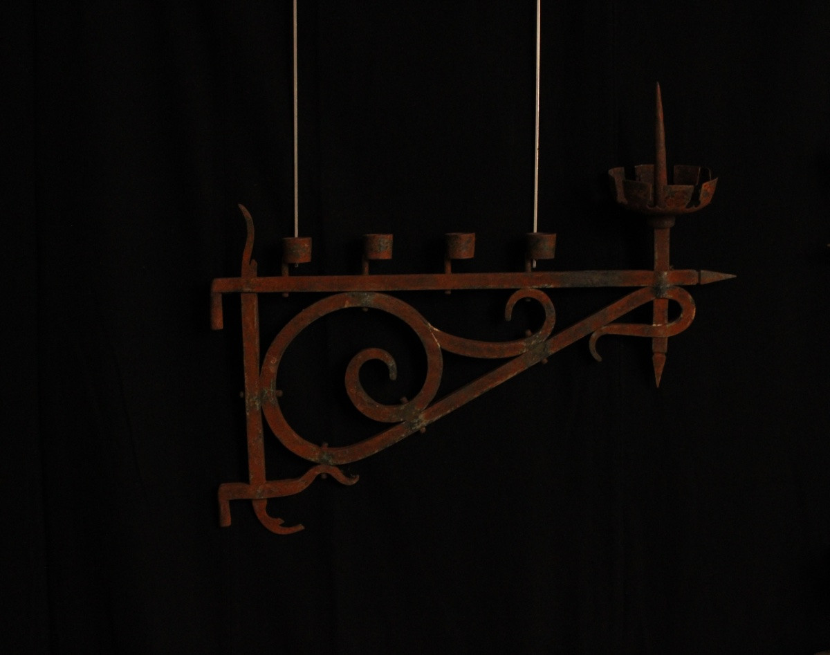 Set Of Three Wall Sconces With Candlestick Arms, 20th Century-photo-4