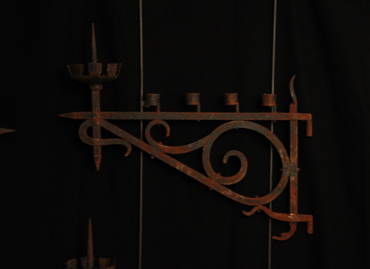 Set Of Three Wall Sconces With Candlestick Arms, 20th Century-photo-7