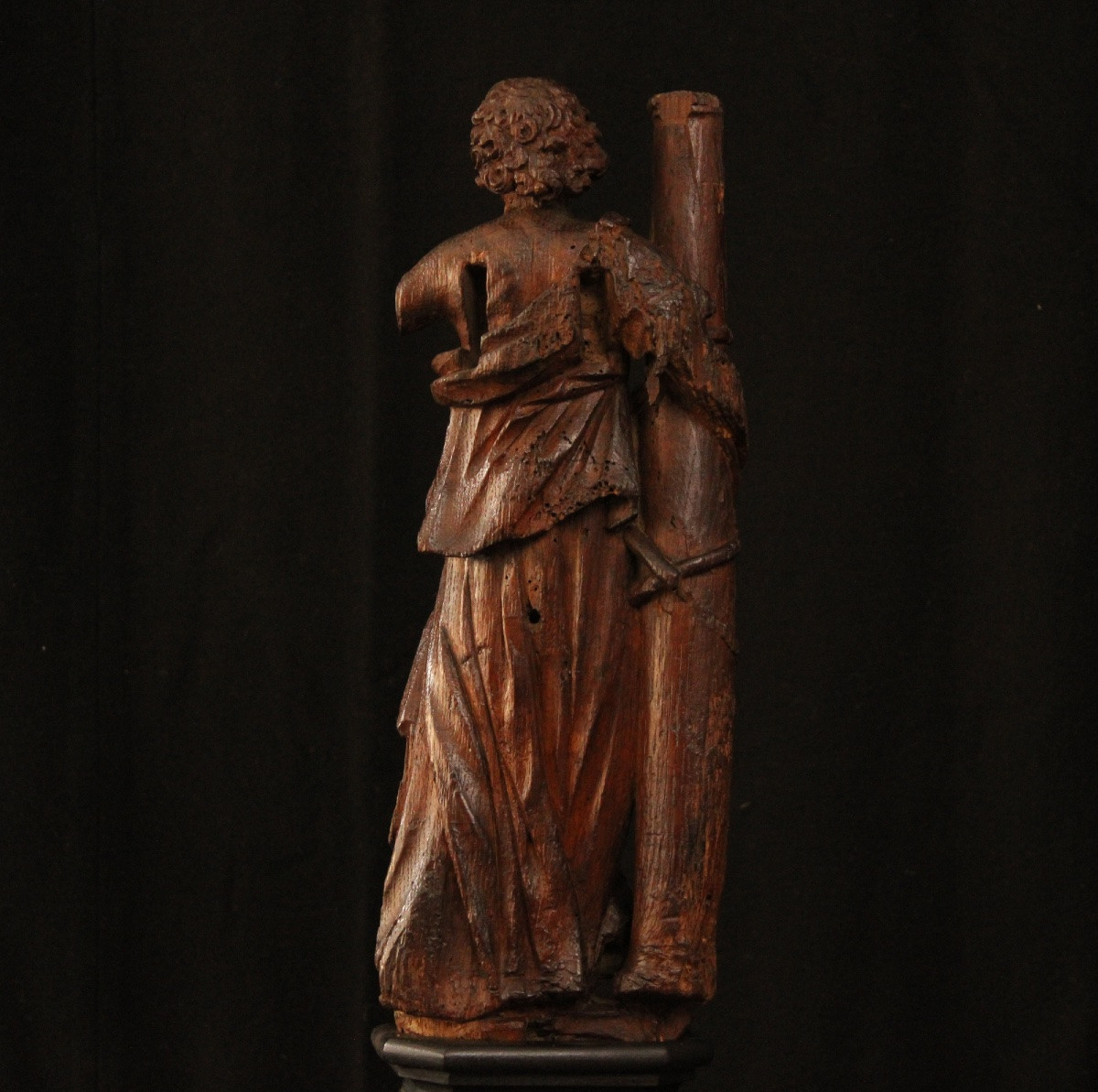  Sculpture en bois Ange portant la colonne de la Passion, XVIe s-photo-5