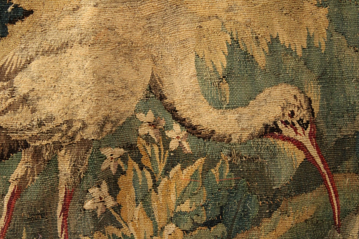 Tapisserie/Verdure à l'échassier, Aubusson, XVIIIe s-photo-3