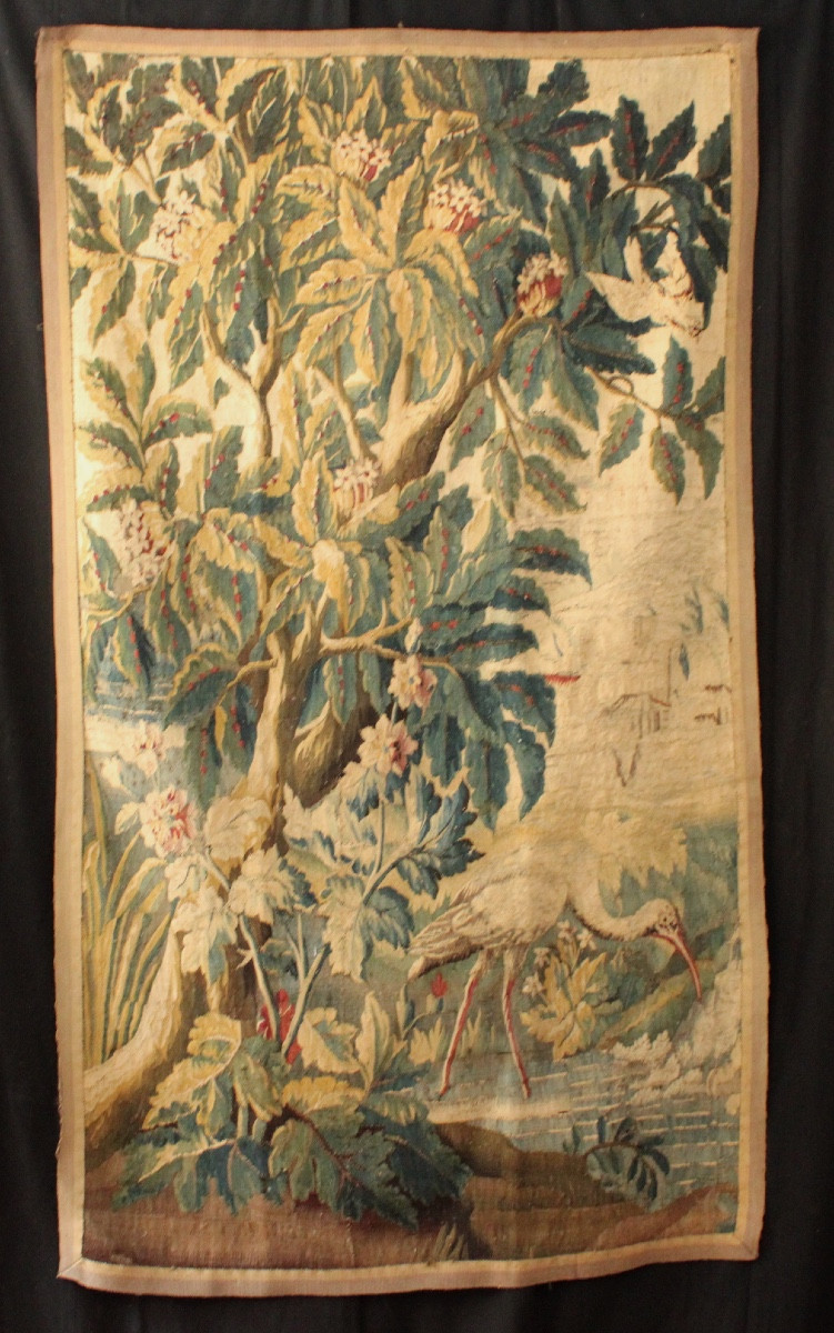 Tapisserie/Verdure à l'échassier, Aubusson, XVIIIe s