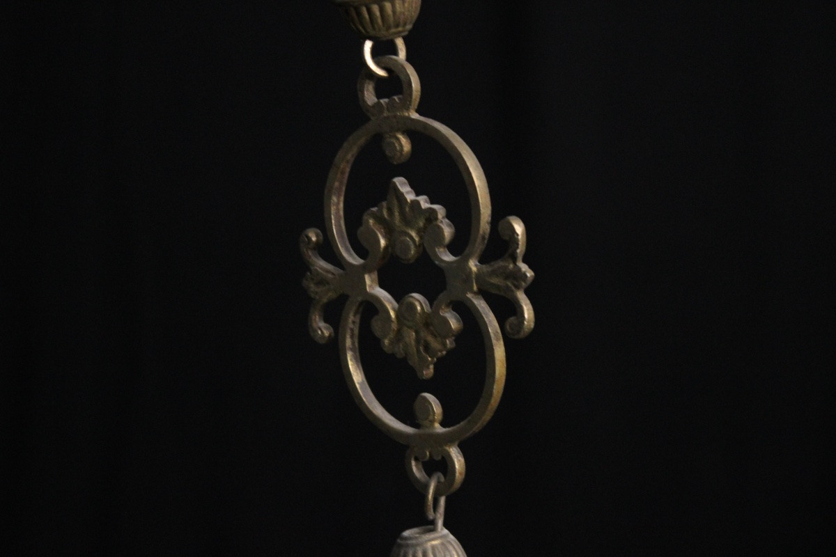 Green Opaline Chandelier, 19th-20th Century-photo-6