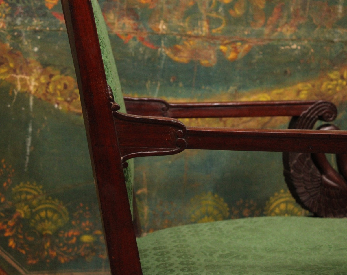 Mahogany Armchair With Swans, Empire Period, Circa 1810-photo-2