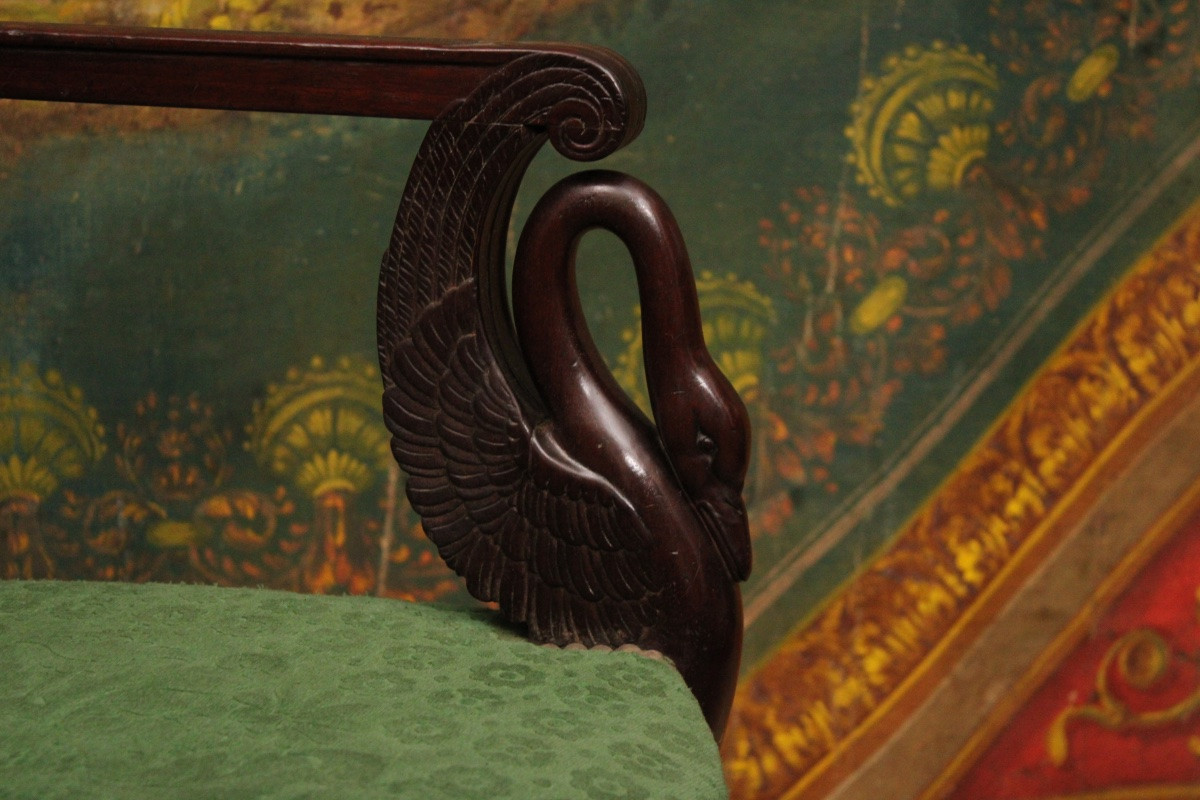 Mahogany Armchair With Swans, Empire Period, Circa 1810-photo-5
