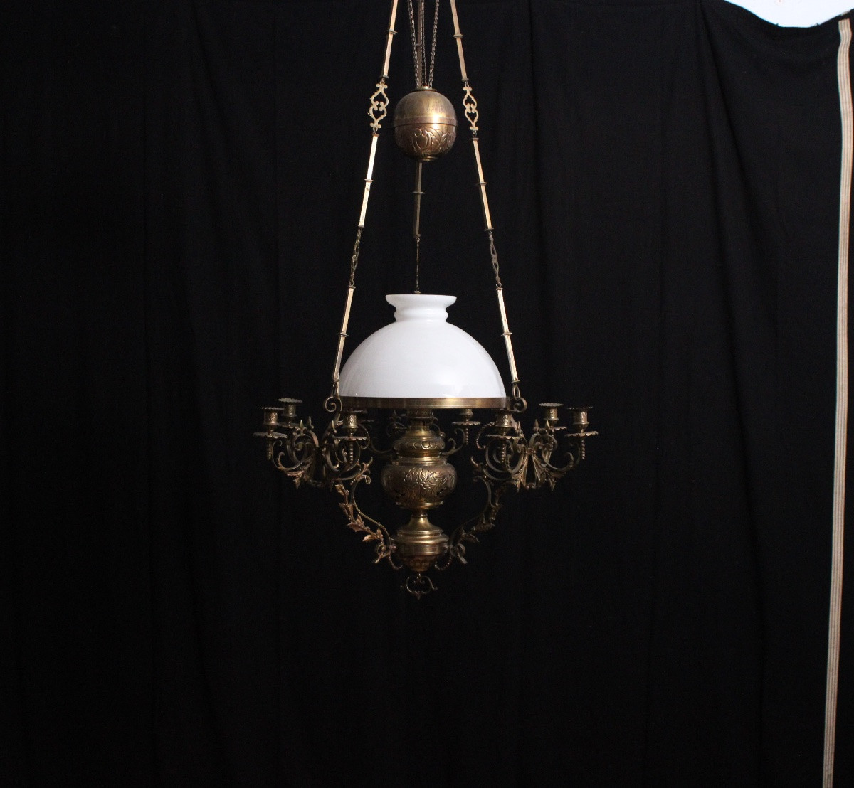 White Opaline Chandelier, 19th-20th Century-photo-2