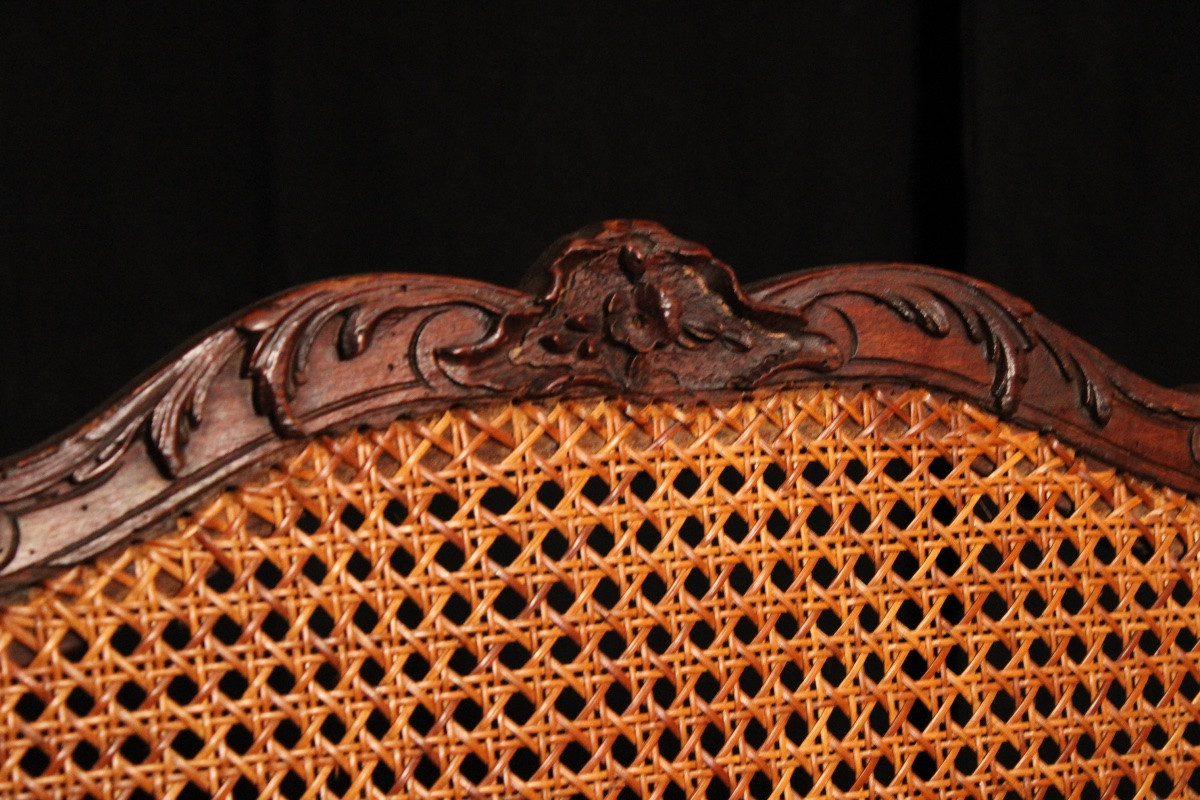 Regency Style Caned Beechwood Armchair, 19th Century-photo-1