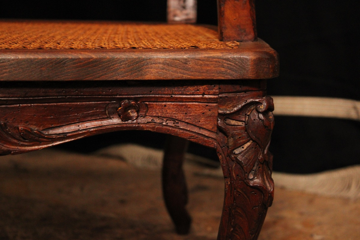 Regency Style Caned Beechwood Armchair, 19th Century-photo-3