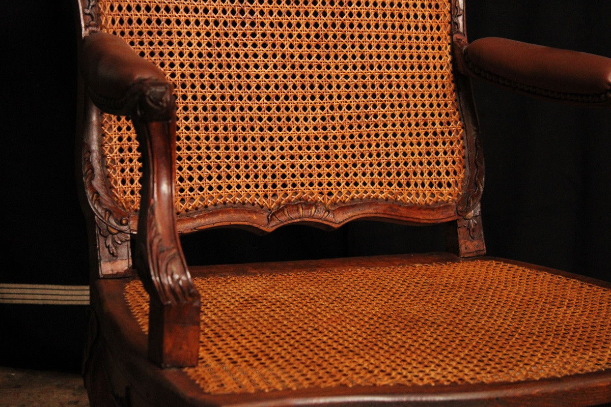 Regency Style Caned Beechwood Armchair, 19th Century-photo-6