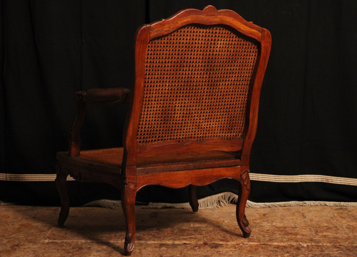 Regency Style Caned Beechwood Armchair, 19th Century-photo-7
