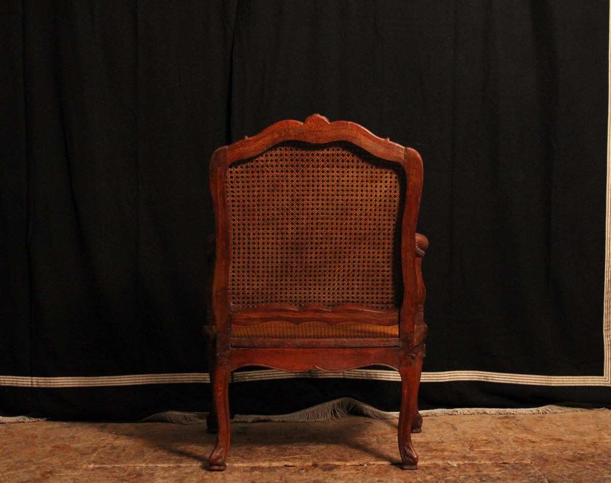 Fauteuil à la reine de style Régence cané en hêtre, XIXe siècle-photo-5