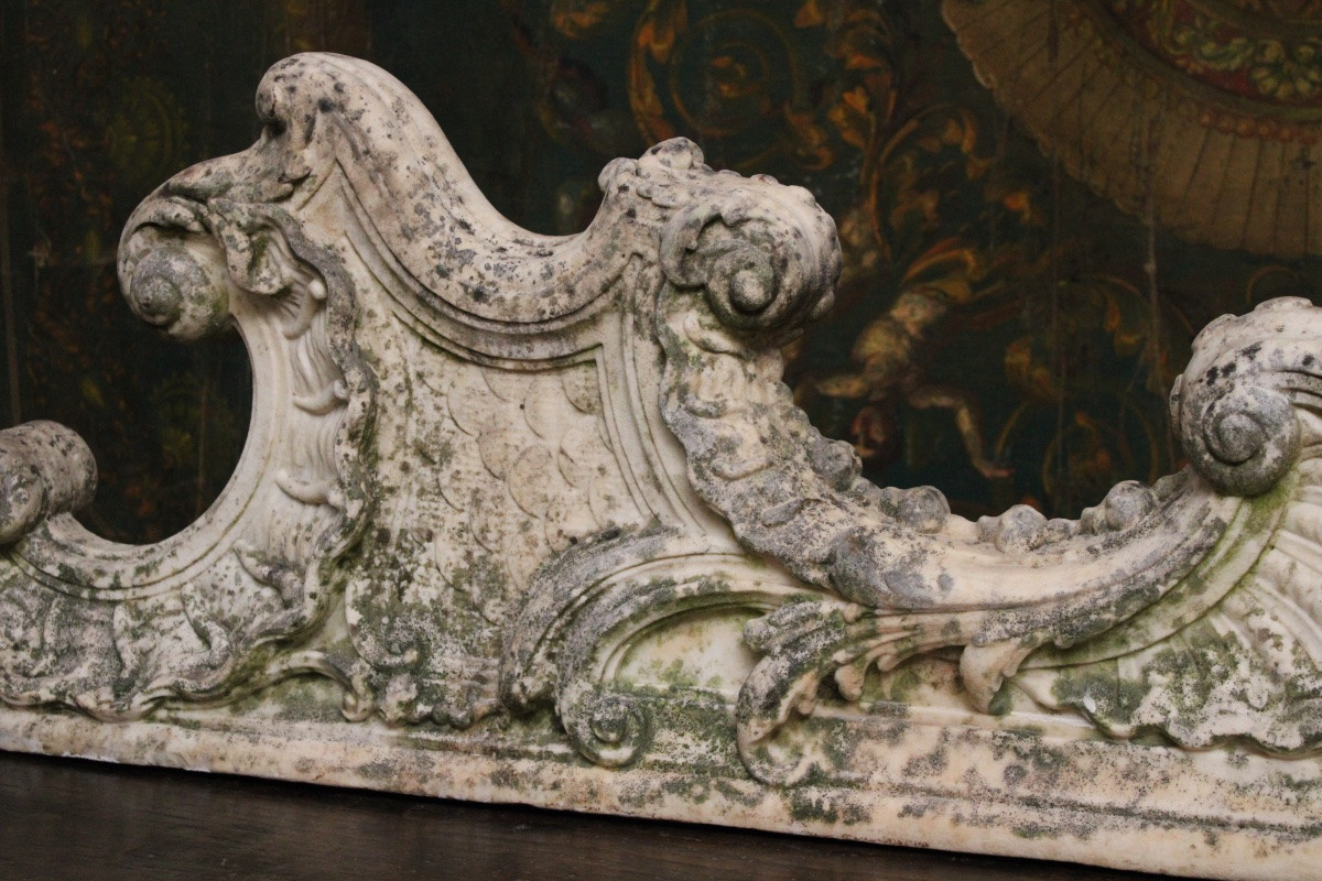  Important élément architectural en marbre d'époque rocaille, XVIIIe s-photo-3