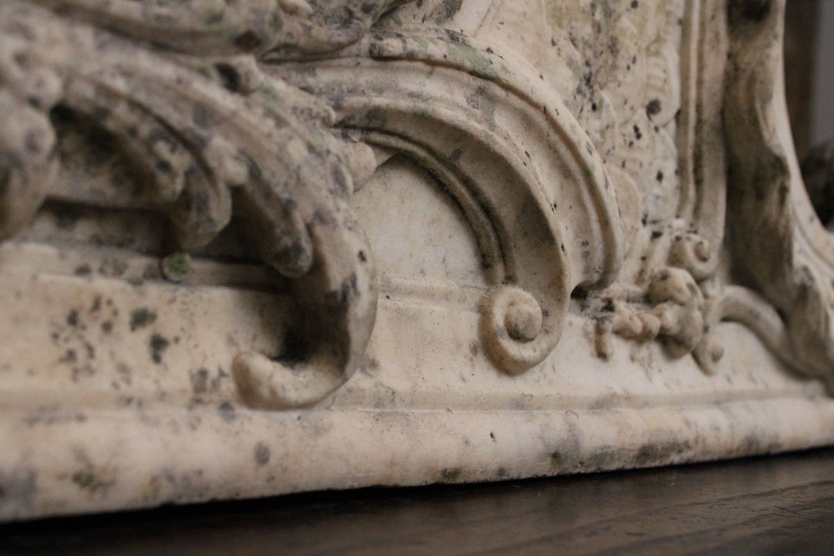 Important élément architectural en marbre d'époque rocaille, XVIIIe s-photo-3