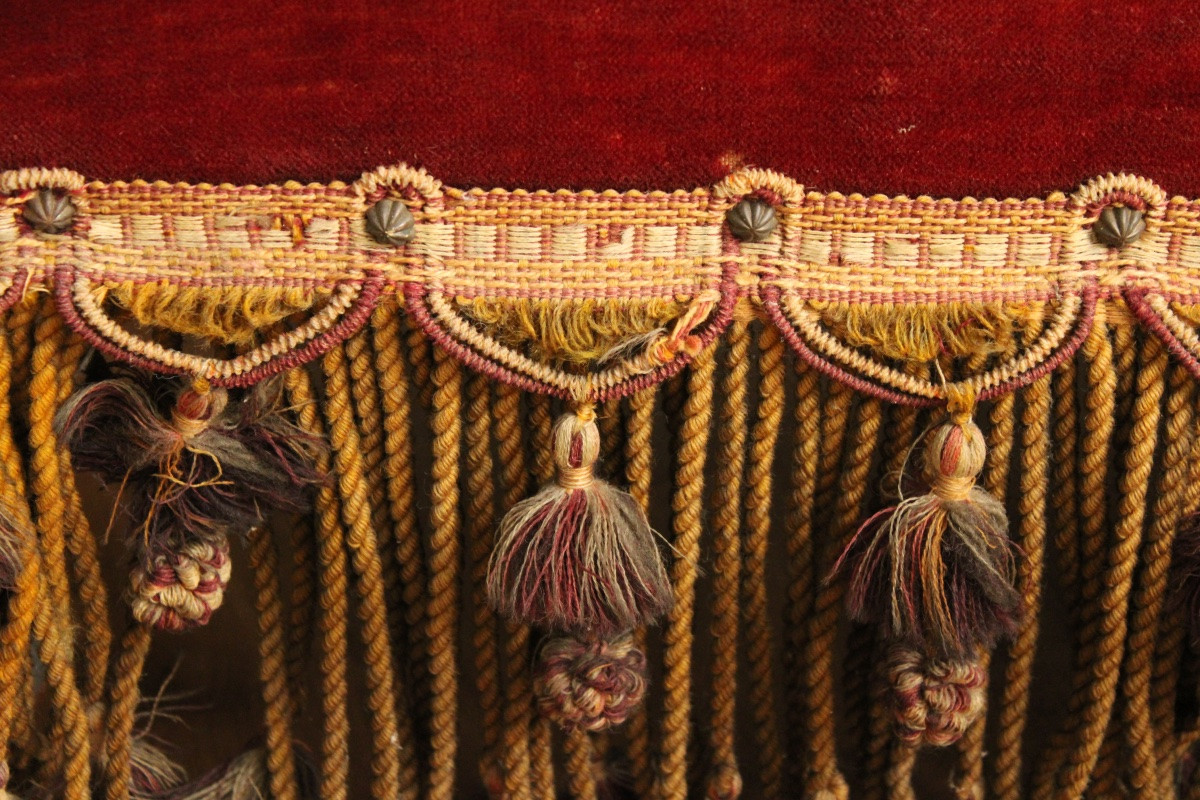 Art Nouveau Sofa In Velvet And Passementerie, 20th C-photo-5