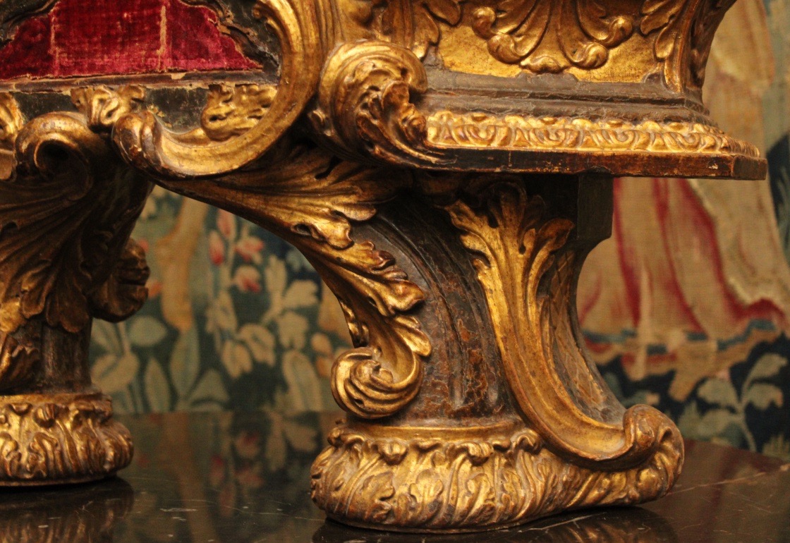  Baroque Wood Paneling Element, Gilded Wood, 18th Century-photo-3