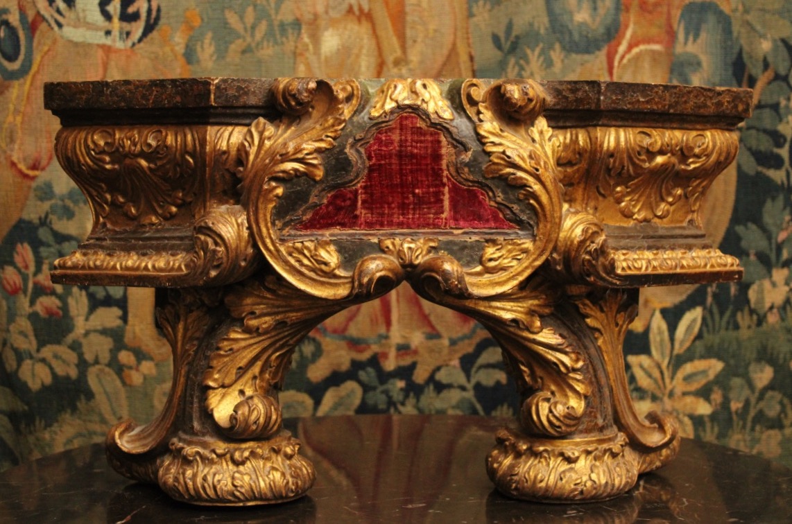  Baroque Wood Paneling Element, Gilded Wood, 18th Century