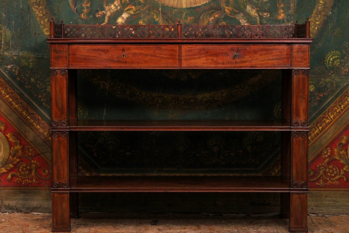 Pair Of Mahogany Side Tables, 19th Century, Charles X Period-photo-2