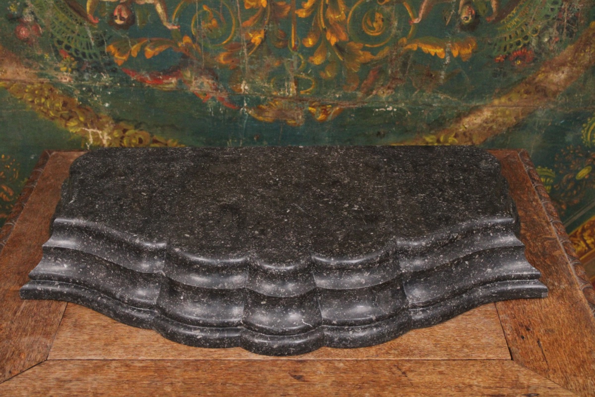 Large Marble Pedestal Made Of "petit Granit Belge," 20th Century -photo-2