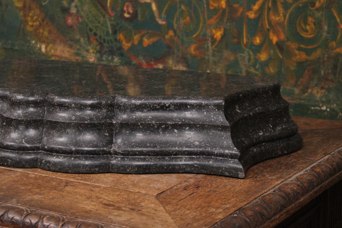Large Marble Pedestal Made Of "petit Granit Belge," 20th Century -photo-3