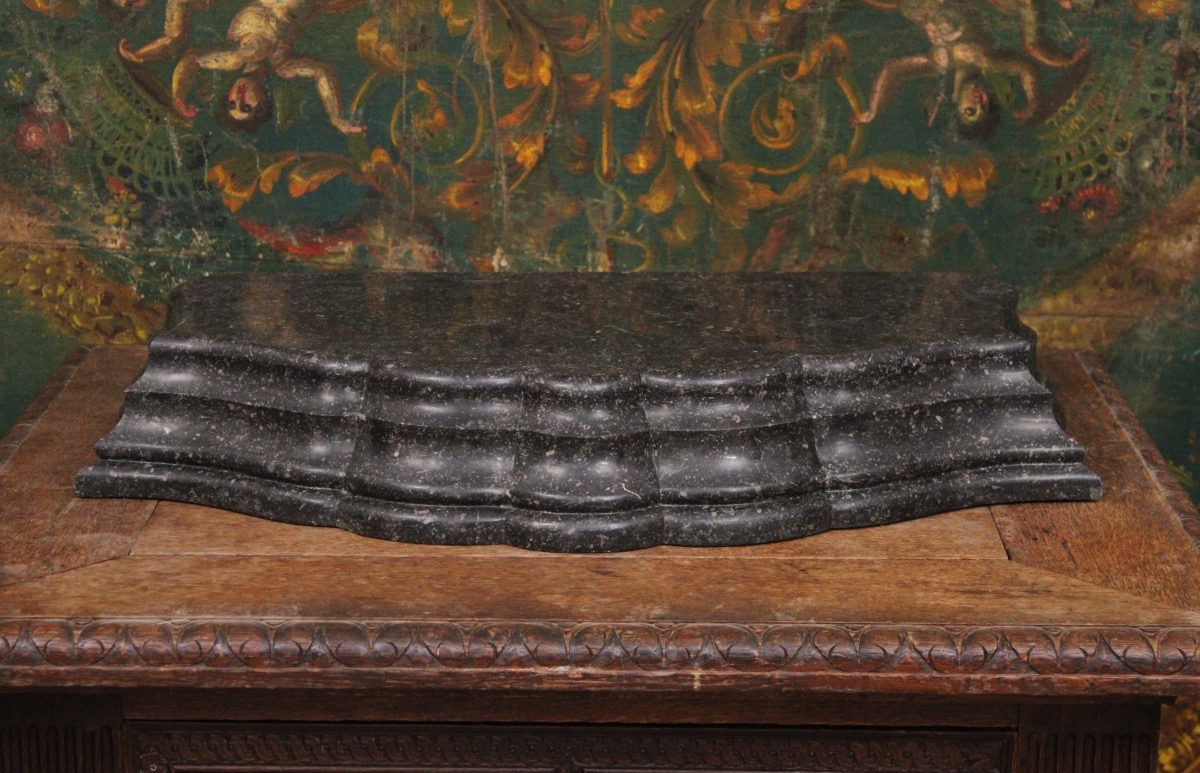 Large Marble Pedestal Made Of "petit Granit Belge," 20th Century 