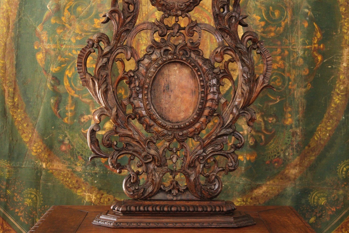  Wood Paneling Element Or Reliquary, Carved Linden Wood Rocaille Ornaments, 18th Century-photo-2