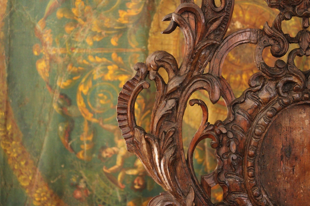  Wood Paneling Element Or Reliquary, Carved Linden Wood Rocaille Ornaments, 18th Century-photo-4