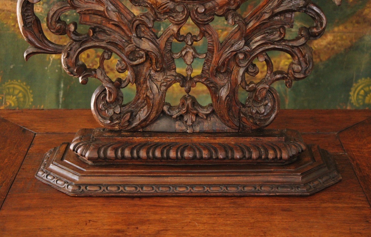  Wood Paneling Element Or Reliquary, Carved Linden Wood Rocaille Ornaments, 18th Century-photo-1
