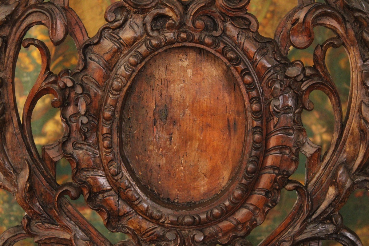  Wood Paneling Element Or Reliquary, Carved Linden Wood Rocaille Ornaments, 18th Century-photo-2