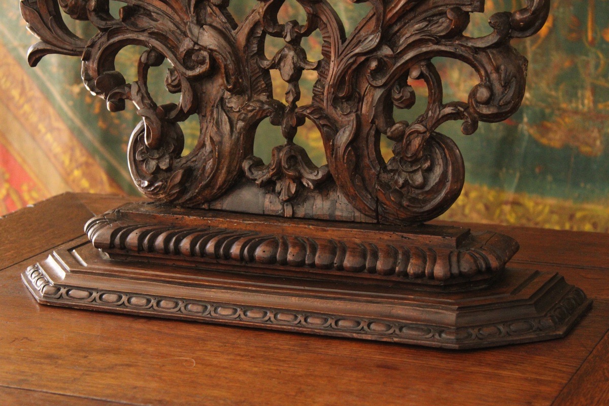  Wood Paneling Element Or Reliquary, Carved Linden Wood Rocaille Ornaments, 18th Century-photo-3