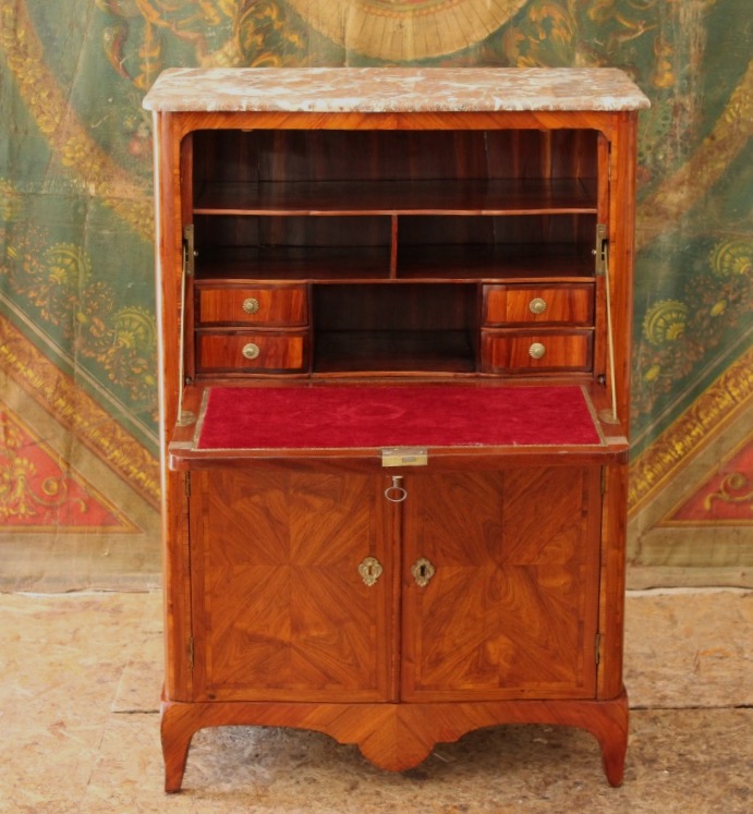  Secrétaire d’époque Louis XV en placage de bois de rose-photo-1